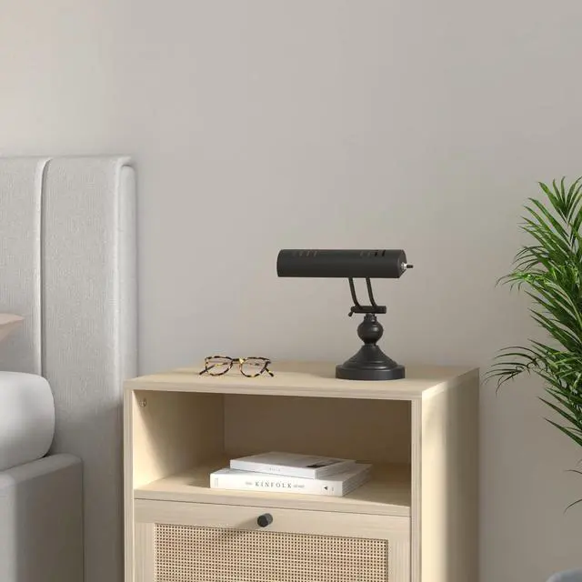 Alt view image 2 of 7 - Classic Antique Retro Adjustable Leaning Piano Lamp Banker Desk Light with LED Bulb Included (Matte Black)