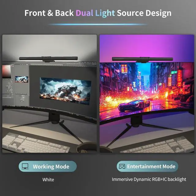 Alt view image 2 of 7 - Monitor Light Bar, USB Reading LED Task Lamp with Touch Control, No Screen Glare Dimmable Desk Lamp Computer Monitor Light Bar for Screen Home Office,Work with Alexa and Google Assistant