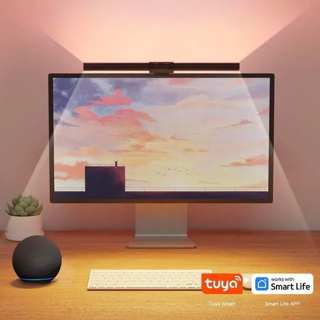 Alt view image 7 of 7 - Monitor Light Bar, USB Reading LED Task Lamp with Touch Control, No Screen Glare Dimmable Desk Lamp Computer Monitor Light Bar for Screen Home Office,Work with Alexa and Google Assistant