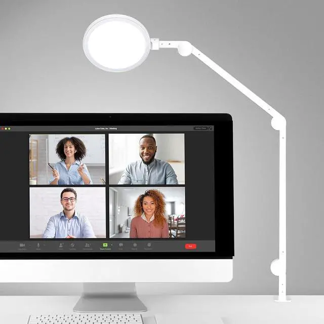 Main image of Edge 2.0 LED Desk Lamp | Dimmable Home Office Desk Light with USB Charging Port & Strong Swing Arm | Adjustable Color Temperature and Brightness | Circle Webcam Light - White