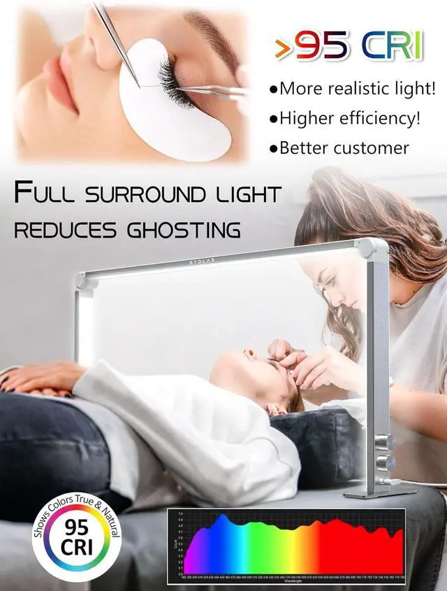 Alt view image 3 of 7 - Nail Tech Light, 15inch Height 4000-6000K Dimmable Nail Lamp for Desk, 3 Lighting Modes, LED Manicure Light, Model Building, Painting, Crafting-Silver