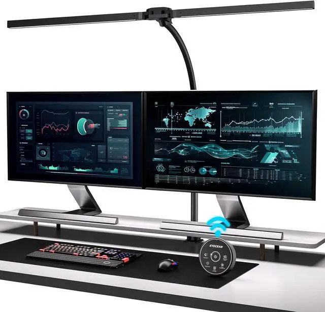 Main image of Desk Lamp with Clamp, 31.5" LED Desk Lamp for Home Office, 24W Gesture Sensing Control Desk Light, Dimmable & Color Temperature, Eye-Caring Office Lamp, Brightest Architect Lamp for Screen