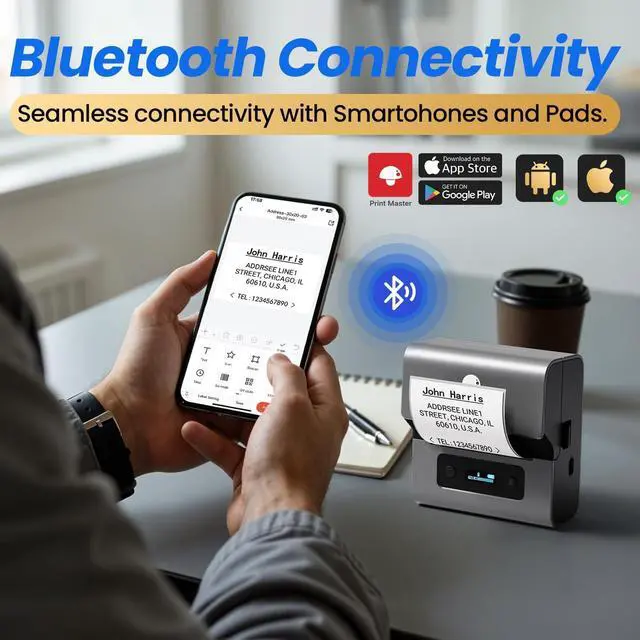Alt view image 3 of 7 - Label Makers- Barcode Label Printer M221 3 Inch Label Maker Bluetooth Thermal Printer for Small Business/Home Use, for Barcode, Address, Logo, Stickers, Compatible with Phone & PC, Gray
