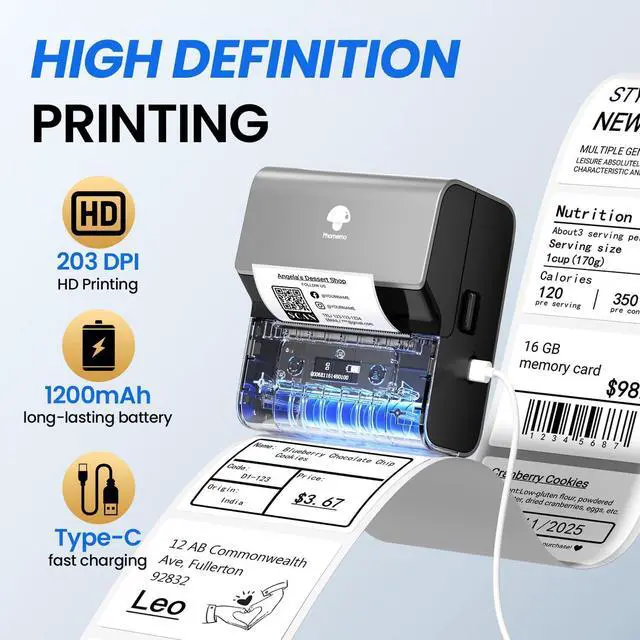 Alt view image 5 of 7 - Label Makers- Barcode Label Printer M221 3 Inch Label Maker Bluetooth Thermal Printer for Small Business/Home Use, for Barcode, Address, Logo, Stickers, Compatible with Phone & PC, Gray
