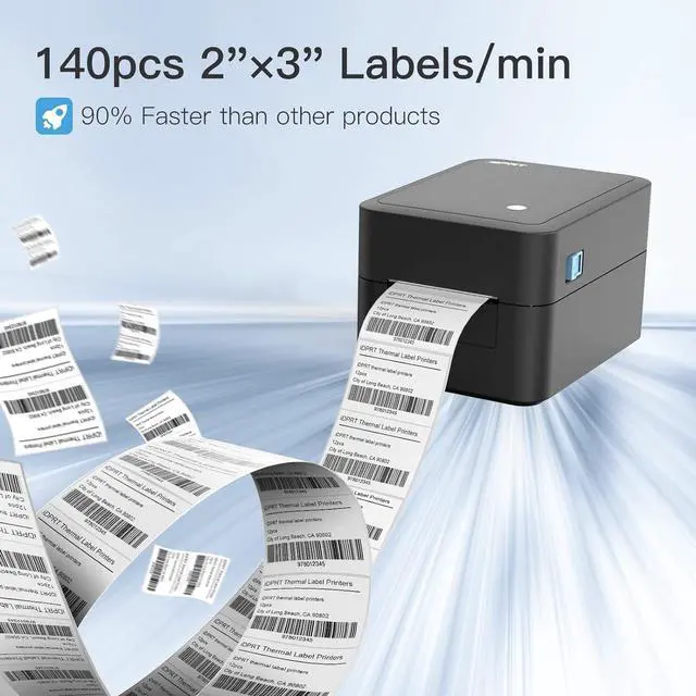 Alt view image 5 of 7 - Label Maker, Thermal Barcode Printer with No Bound Consumables, Bluetooth & USB Connection, 140pcs/min Speed, Customizable App, Supports Various Sized 1"-3.15", Label Printer for Small Business