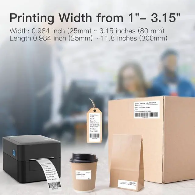 Alt view image 4 of 7 - Label Maker with 600pcs Labels(2 Rolls of 300pcs) - Thermal Barcode Printer with Bluetooth & USB Connection, Customizable App, Supports Various Sized Labels, Label Printer for Small Business