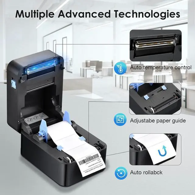 Alt view image 7 of 7 - Label Maker, Thermal Barcode Printer with No Bound Consumables, Bluetooth & USB Connection, 140pcs/min Speed, Customizable App, Supports Various Sized 1"-3.15", Label Printer for Small Business