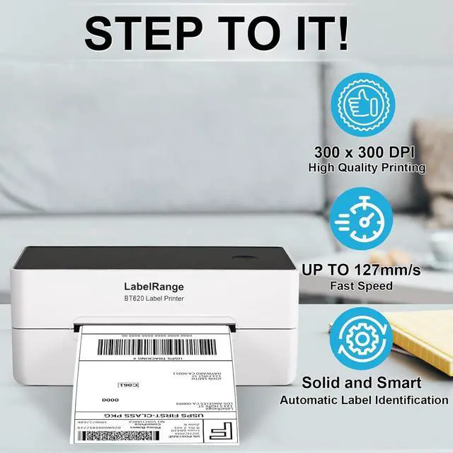 Alt view image 2 of 6 - Ecommerce Shipping Label Printer, Thermal 4x6 Label Printer, 300 DPI, Bluetooth & USB, Compatible with iOS, Android, Windows, USPS, Pirate Ship, Shippo, Amazon, Ebay, Shopify