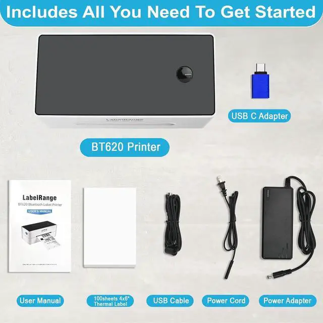 Alt view image 6 of 6 - Ecommerce Shipping Label Printer, Thermal 4x6 Label Printer, 300 DPI, Bluetooth & USB, Compatible with iOS, Android, Windows, USPS, Pirate Ship, Shippo, Amazon, Ebay, Shopify