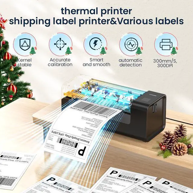 Alt view image 2 of 7 - Thermal-Label-Printer-Shipping label printer for small business 4x6 Bluetooth thermal printer 300mm/s Compatible Windows,Mac,iOS, Android,desktop printer labels maker for ,Shopify,Ebay