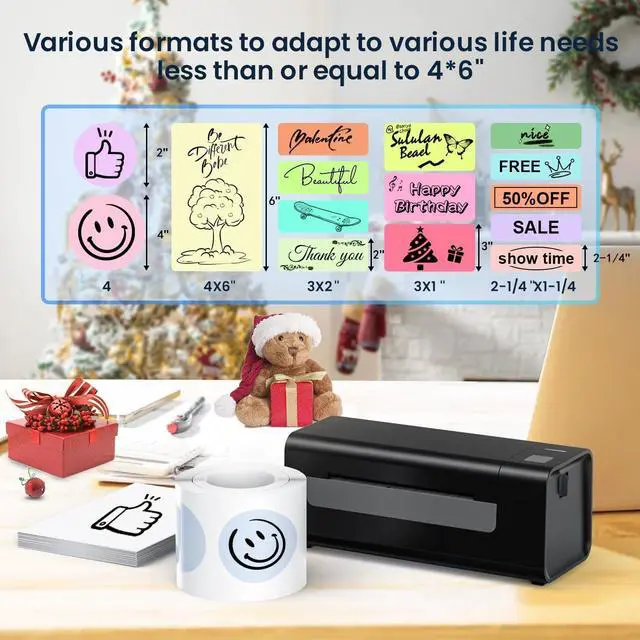 Alt view image 3 of 7 - Thermal-Label-Printer-Shipping label printer for small business 4x6 Bluetooth thermal printer 300mm/s Compatible Windows,Mac,iOS, Android,desktop printer labels maker for ,Shopify,Ebay