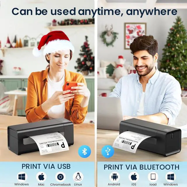 Alt view image 7 of 7 - Thermal-Label-Printer-Shipping label printer for small business 4x6 Bluetooth thermal printer 300mm/s Compatible Windows,Mac,iOS, Android,desktop printer labels maker for ,Shopify,Ebay