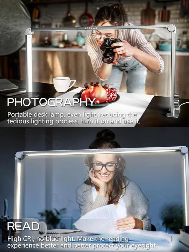 Alt view image 6 of 7 - Nail Tech Light, 15inch Height 4000-6000K Dimmable Nail Lamp for Desk, 3 Lighting Modes, LED Manicure Light, Model Building, Painting, Crafting-Silver