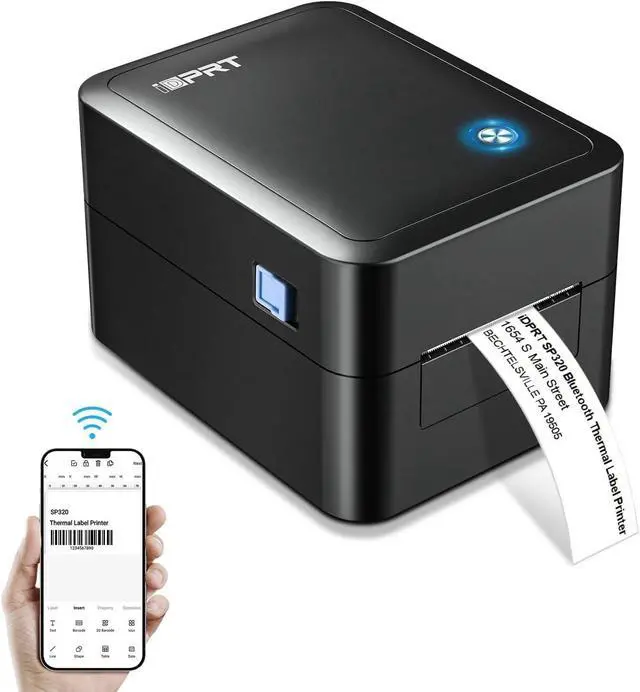 Alt view image 2 of 7 - Label Maker with 600pcs Labels(2 Rolls of 300pcs) - Thermal Barcode Printer with Bluetooth & USB Connection, Customizable App, Supports Various Sized Labels, Label Printer for Small Business