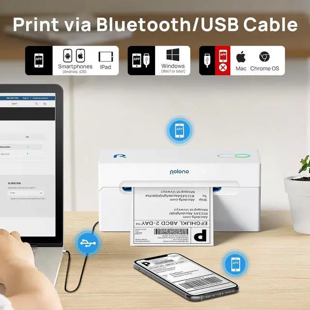 Alt view image 3 of 7 - Bluetooth Thermal Shipping Label Printer, Wireless 4x6 Shipping Label Printer for Small Business, Support Android, iPhone, Windows, and Mac, Widely for Ebay, , Shopify, Etsy, USPS