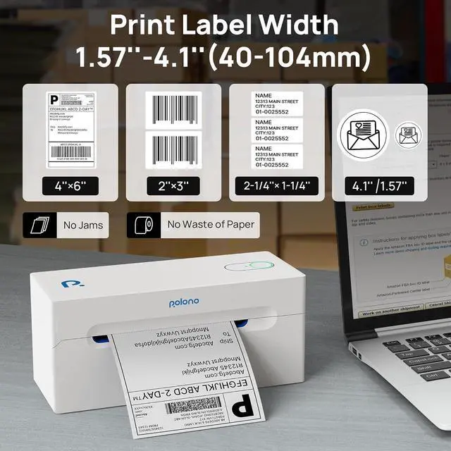 Alt view image 4 of 7 - Bluetooth Thermal Shipping Label Printer, Wireless 4x6 Shipping Label Printer for Small Business, Support Android, iPhone, Windows, and Mac, Widely for Ebay, , Shopify, Etsy, USPS