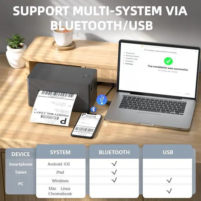 Alt view image 5 of 6 - Label Printer, 4x6 Shipping Label Thermal Printer for Packages, Bluetooth Conection and Compatible with Android. iPhone.Windows, Mac, Chromebook, Amazon, Ebay, UPS.USPS, FedEx, Shopify