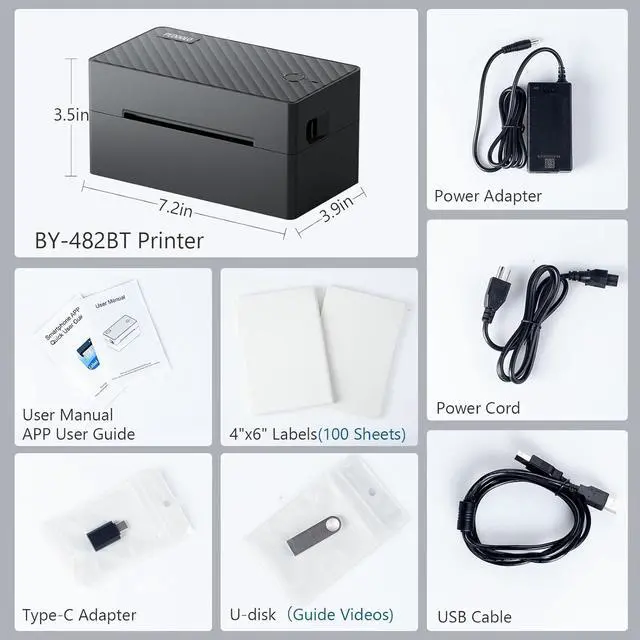 Alt view image 6 of 6 - Label Printer, 4x6 Shipping Label Thermal Printer for Packages, Bluetooth Conection and Compatible with Android. iPhone.Windows, Mac, Chromebook, Amazon, Ebay, UPS.USPS, FedEx, Shopify