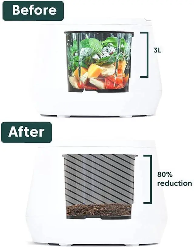 Alt view image 4 of 5 - Lomi 1  3L, Electric Composter (45 Cycles), Worlds First Smart Waste Kitchen Bin That Turns Waste into Natural Fertilizer with a Single Button, Indoor Compost, Kitchen Food Recycler (White, Lomi 1)