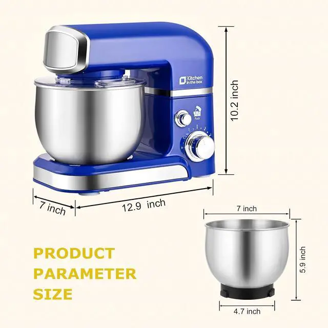 Alt view image 2 of 7 - Stand Mixer,3.2Qt Mini Electric Food Mixer,6 Speeds Portable Lightweight Kitchen Mixer for Daily Use with Egg Whisk,Dough Hook,Flat Beater (Reflex Blue)