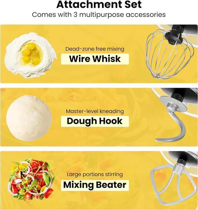 Alt view image 6 of 7 - Stand Mixer, 660W 10 Speed 6 Quart Tilt-Head Kitchen Electric Food Mixer with Beater, Dough Hook, Wire Whip and Egg Separator, Red