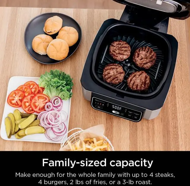 Alt view image 3 of 7 - | Indoor Grill | Foodi | 5-in-1 (Grill, Air Fry, Roast, Bake, and Dehydrate | Fits up to 3lb Roast | Smoke Control System and Dishwasher Safe Parts| Black/Grey | AG301