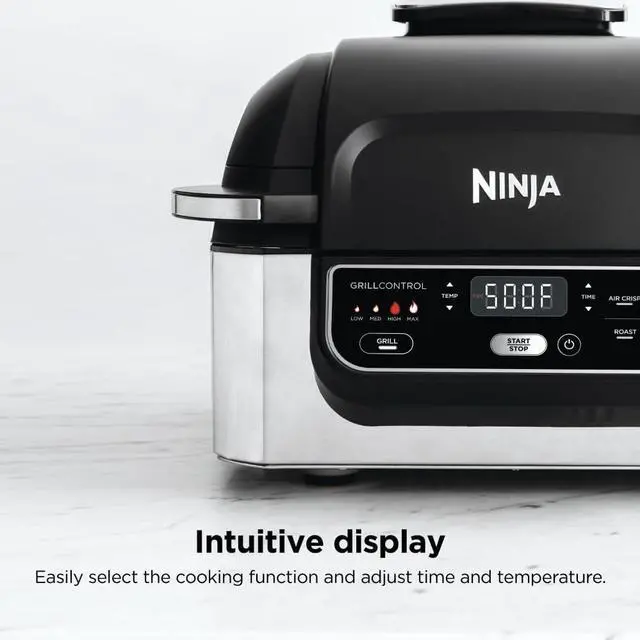 Alt view image 7 of 7 - | Indoor Grill | Foodi | 5-in-1 (Grill, Air Fry, Roast, Bake, and Dehydrate | Fits up to 3lb Roast | Smoke Control System and Dishwasher Safe Parts| Black/Grey | AG301