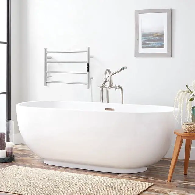 Alt view image 7 of 7 - Smart WiFi Towel Warmer Wall Mounted with Built-in Timer and Temperature Adjust Control, 4 Bars Electric Stainless Steel Heated Towel Racks for Bathroom Polish Chrome