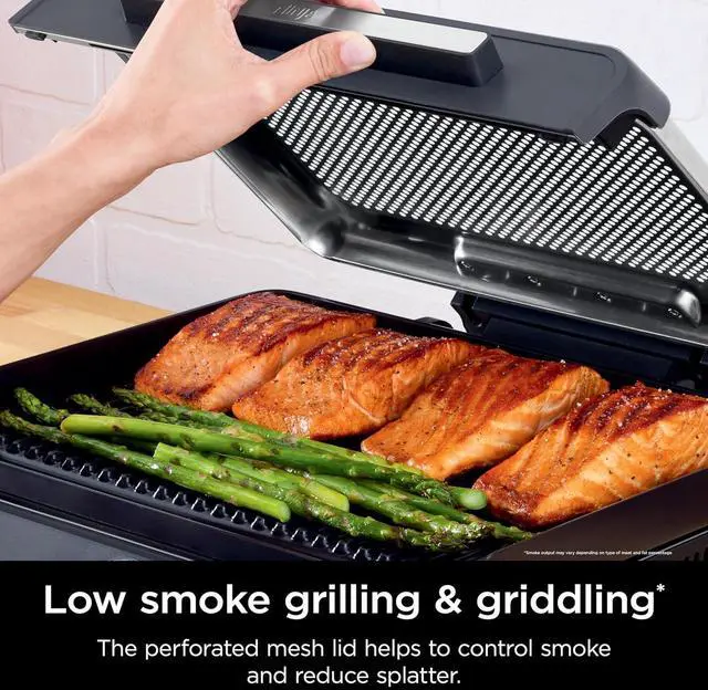 Alt view image 4 of 7 - Griddle and Indoor Grill, 14, Electric Grill, For Steak, Burgers, Salmon, Veggies, and More, Pancake Griddle, Nonstick, Dishwasher Safe, 500F, Even Cooking, Silver, GR101