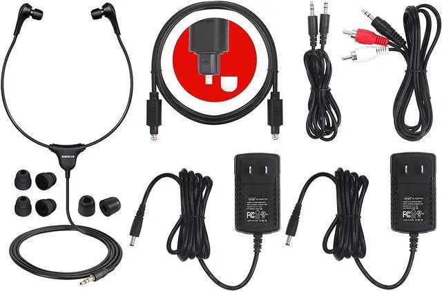 Alt view image 7 of 7 - Wireless Portable TV Speakers with TV Audio Listening Assistance, Voice Highlighting TV Speakers for Hard of Hearing, Seniors and Elderly, 100ft Range, Extra Headset & 2 Adapters -SM-621D