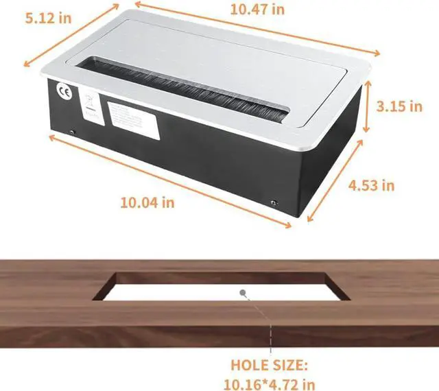 Alt view image 5 of 7 - Conference Table Power hub Conference Table connectivity Box with 45 Degree Angle Convenient Plug-in Socket, Power Fully Enclosed Bottom Box Power Socket, USB, Type C, HDMI, RJ45, Silver