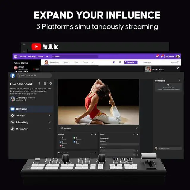 Alt view image 3 of 7 - Osee GoStream Deck HDMI Pro Live Streaming Multi Camera Video Mixer Switcher with NDI Updatable