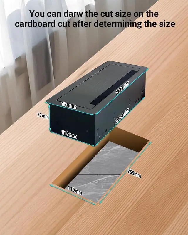 Alt view image 4 of 6 - Tabletop Brush Connectivity Box Outlet with Socket HDMI LAN VGA Power for Desktop Conference