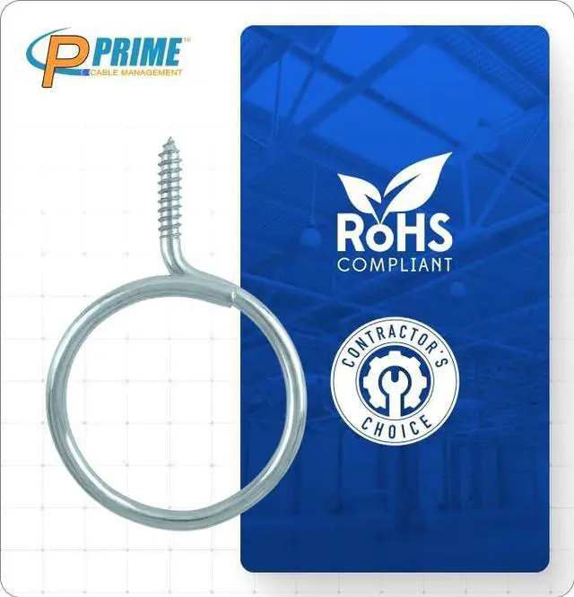 Alt view image 2 of 5 - Cable & Wire Support Heavy Duty 2 Inch Threaded Bridle Rings Wood Screw, Cable Ring Hangers for Low Voltage Cable Management