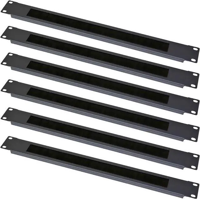Main image of 1U Brush Type Cable Management Horizontal Cable Manager Rack Mount Server Cabinet Manager 6 Pack