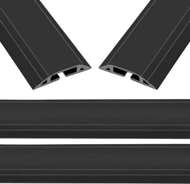 Main image of 10 ft Floor Cord Cover Heavy Duty Cable Protector, Easy to Unroll, Prevent Trip Hazard for Home Office or Outdoor Settings (Black - 2pcs)