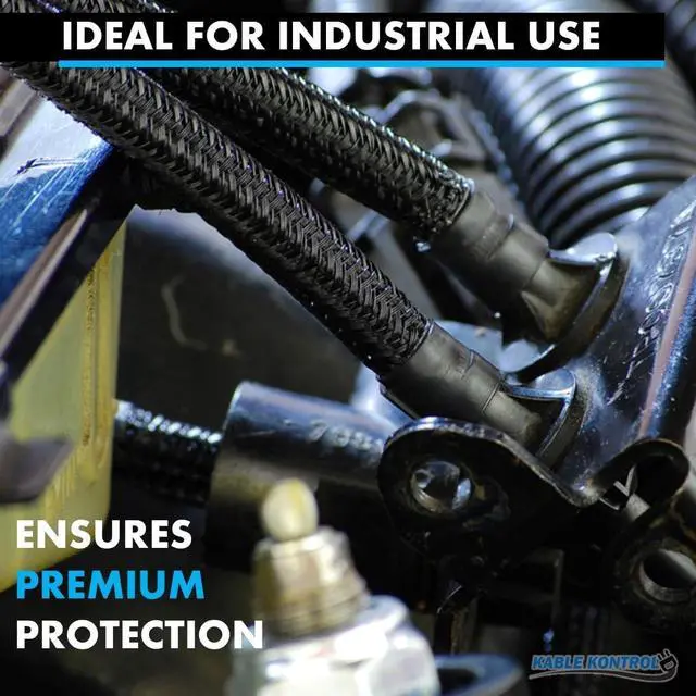 Alt view image 7 of 7 - Kable Kontrol 100 Ft - 0.75" Inch Braided Cable Sleeve - Self Closing Split Wire Wrap Cord Hider Organizer Wire Loom Tubing Cover for Automotive, Industrial Cable Management - Black