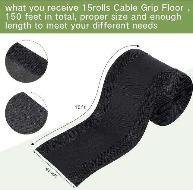 Alt view image 2 of 7 - Carpet Cord Cover Cable Grip Floor Cover Cable Protector Management Only for Commercial Office Carpet(Black,196.85 ft)