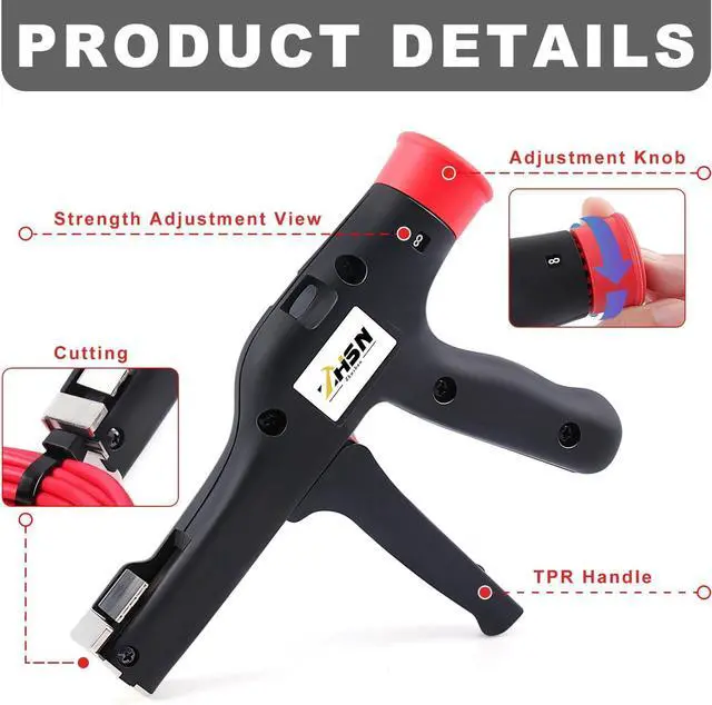 Alt view image 3 of 7 - Cable Tie Tool: Fasten and Cut Cables with Ease - Fits 2.8mm~12mm Nylon Ties