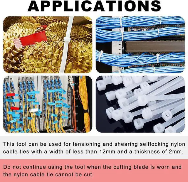 Alt view image 7 of 7 - Cable Tie Tool: Fasten and Cut Cables with Ease - Fits 2.8mm~12mm Nylon Ties