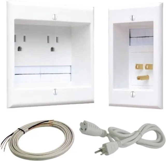 Main image of TWO-PRO-6 Dual Outlet TV Cord Hider for Wall Mounted TVs - Recessed In-Wall Cable hider System for Power & Low Voltage - Matches Existing Outlets -Hide Wires With this Easy DIY Install Kit