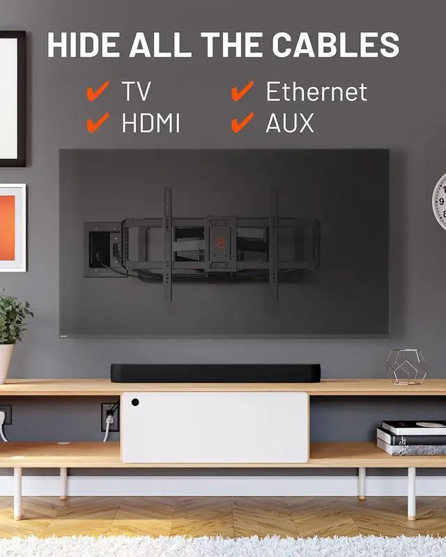 Alt view image 2 of 7 - TV Cord Hider for Wall Mounted TV with 2X AC Outlets & 2X USB-A Ports - Hide Power Cables & Low Voltage Wires Behind The Wall - Includes Template, Saw, & Low Profile Extension Cord - Black