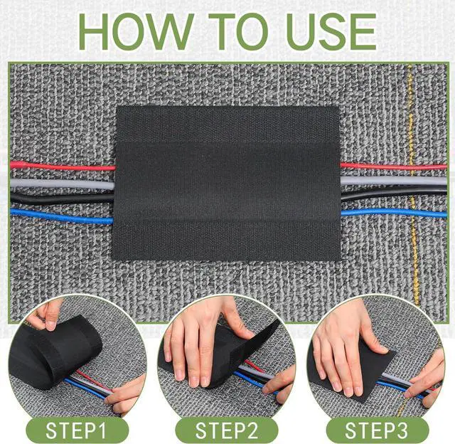 Alt view image 5 of 7 - Carpet Cord Cover Cable Grip Floor Cover Cable Protector Management Only for Commercial Office Carpet(Black,196.85 ft)