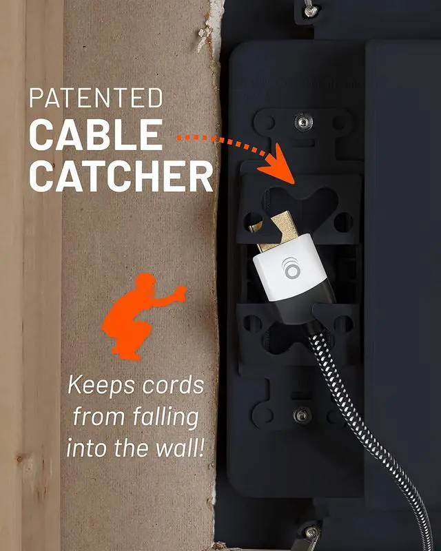 Alt view image 7 of 7 - TV Cord Hider for Wall Mounted TV with 2X AC Outlets & 2X USB-A Ports - Hide Power Cables & Low Voltage Wires Behind The Wall - Includes Template, Saw, & Low Profile Extension Cord - Black