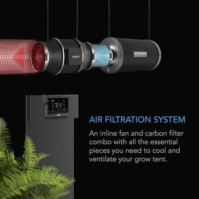 Alt view image 2 of 7 - Air Filtration PRO Kit 6, AI Controller with WiFi App Control & Auto Level Adjusting, Inline Fan, Carbon Filter, Ducting, Ventilation System for Grow Tents, Hydroponics, Indoor Gardening