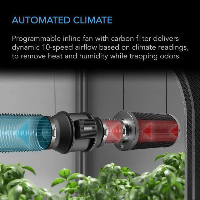 Alt view image 4 of 7 - Advance Grow System 3x3, 3-Plant Kit, WiFi-Integrated Grow Tent Kit, Automate Ventilation, Circulation, Schedule Full Spectrum Samsung LM301H LED Grow Light, 2000D Mylar Tent