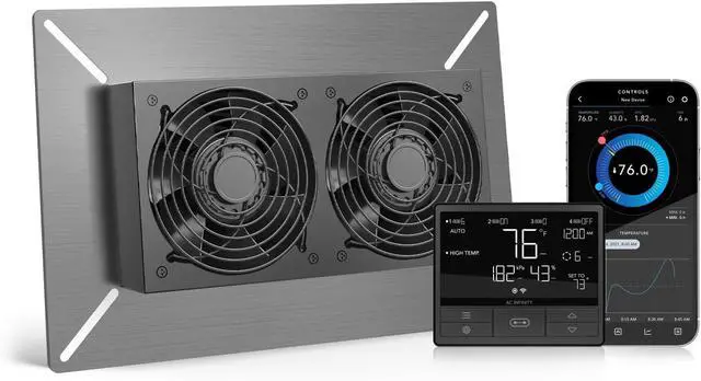 Main image of AIRTITAN T7, Ventilation Exhaust Fan 12" with WiFi Temperature Humidity Controller, EC Motor for Crawl Spaces, Basements, and Garages