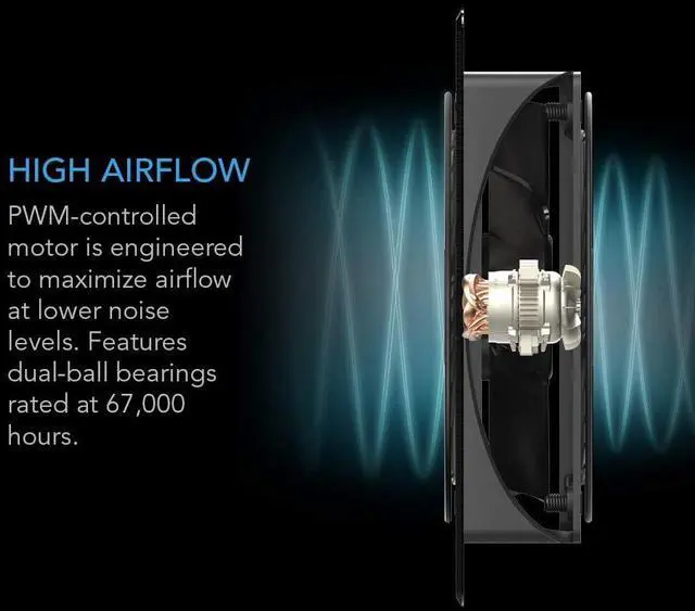 Alt view image 4 of 7 - AIRTITAN T7, Ventilation Exhaust Fan 12" with WiFi Temperature Humidity Controller, EC Motor for Crawl Spaces, Basements, and Garages