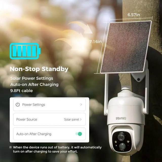 Alt view image 6 of 7 - 2CQ1 AI 2K Solar Security Camera Wireless Outdoor, Battery Powered,Two Way Audio,Motion Detection, 360° View,Easy to Setup,Color Night Vision,Audible Flashlight Siren,180 Days Exchange Policy