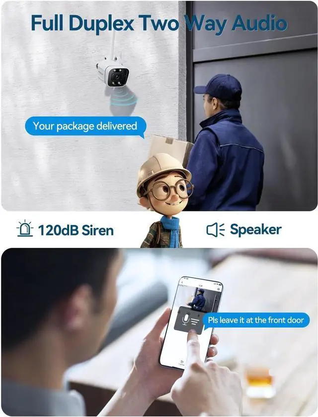 Alt view image 6 of 7 - 3K 5MP Security Cameras Wireless Outdoor, 5GHz&2.4GHz WiFi Camera for Home Security, 120° FoV Outside Surveillance Cam, AI Human/Vehicle Detection, 66FT Color Night Vision, 120dB Siren, IP66